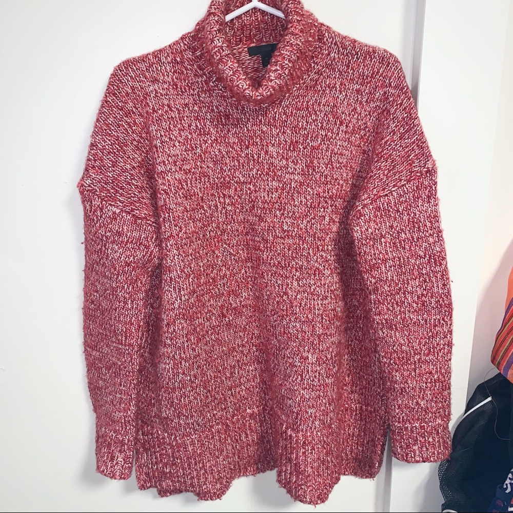 NWOT J.Crew Red Cowl Neck Turtleneck Tunic Knit Sweater
